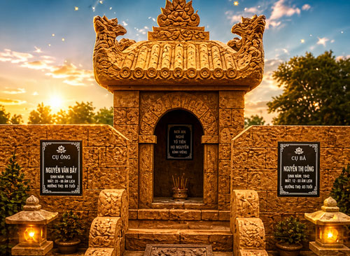 Gạch đ&aacute; ong x&acirc;y mộ 